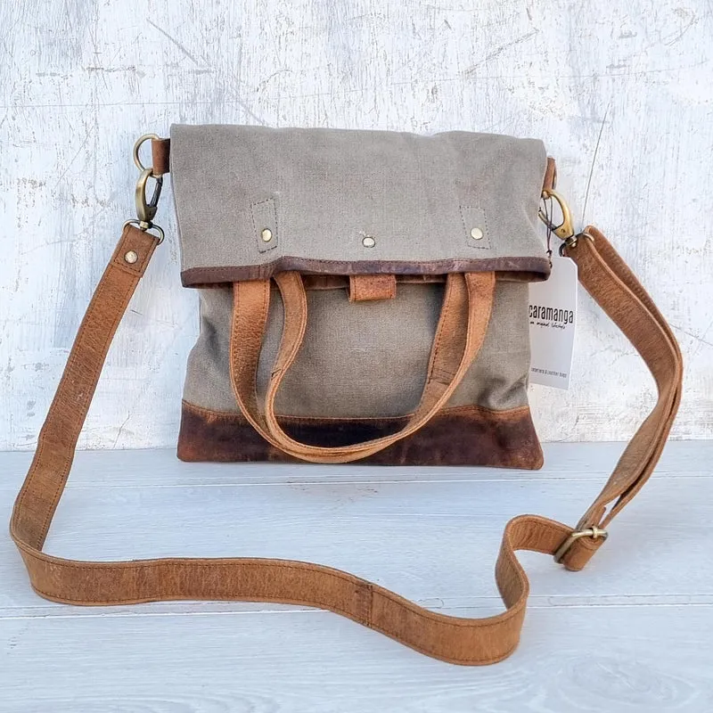 Canvas and Leather Foldover Mini Tote